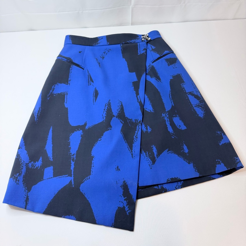 Alexander McQueen Blue and Black Abstract Wrap Skirt